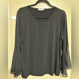 Calvin Klein Black Blouse with Flared Sleeves
